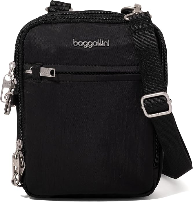 Baggallini Securtex® Anti-theft Mini Everything Crossbody Bag, 6.3"x8.25" Rfid, Locking Zippers & Cut-resistant Strap