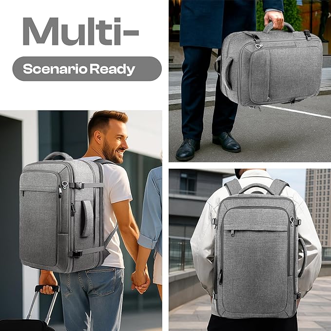 Travel Laptop Backpack for Men, 60L Extra Large TSA Approved Business Computer Bag, Water Resistant & Fits 18.4 Inch Laptop, Grey