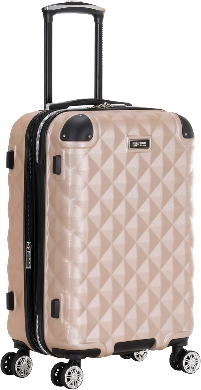 Kenneth Cole REACTION Diamond Tower Collection Lightweight Hardside Expandable 8-Wheel Spinner Travel Luggage, Rose Champagne, 2-Piece Set (20" & 28")