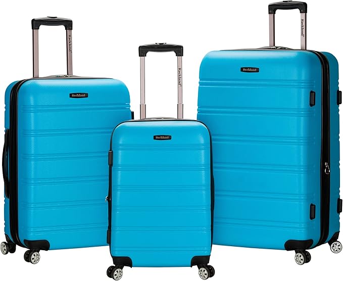 Rockland Melbourne Hardside Expandable Spinner Wheel Luggage, Turquoise, 3-Piece Set (20/24/28)