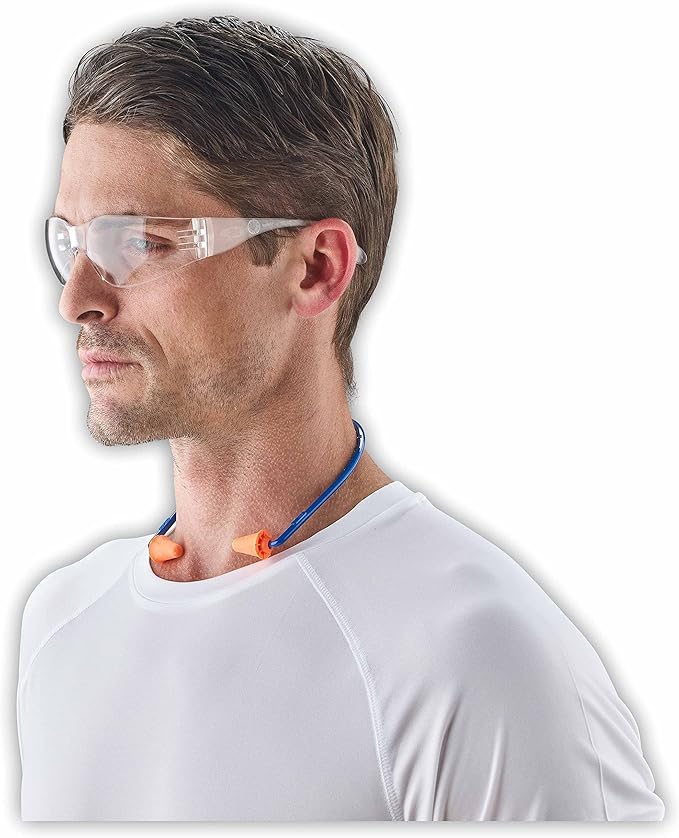 3M Safety Band Style Hearing Protector, Orange Ear Tips, Earplugs (Pack of 2)