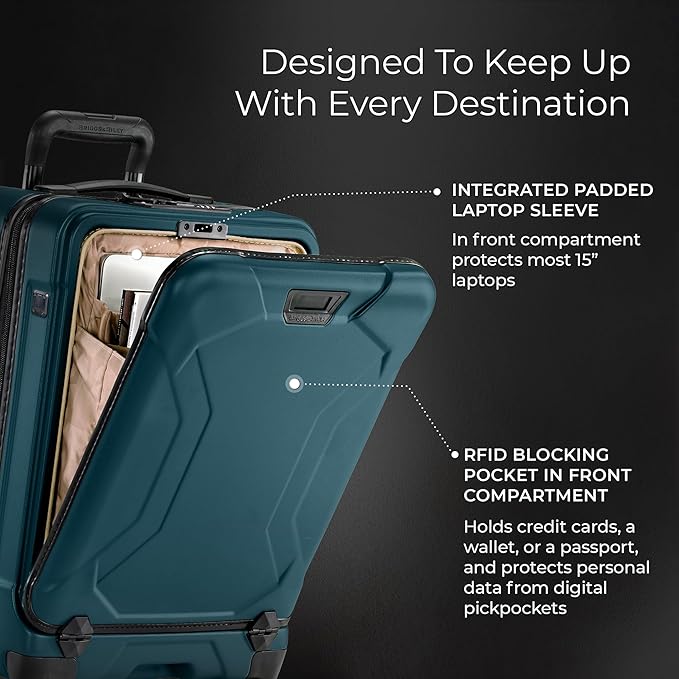 Briggs & Riley International 21" Carry On Spinner - Luggage for Travel, Suitcases with Wheels, Hardside Rolling Bag for Men & Women, Self-Repairing Zipper - Torq Collection, Ocean