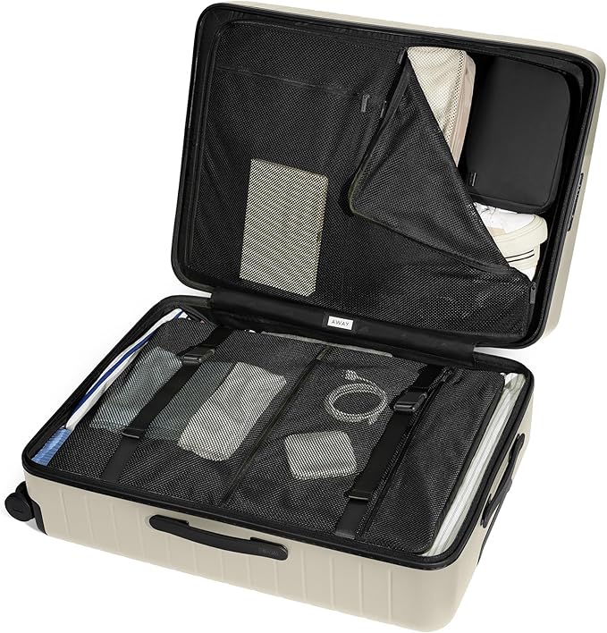 Away Large Checked Luggage, 29 Inch Hardside Suitcase with Spinner Wheels, Lightweight & Durable, TSA Lock, Salt White Matte