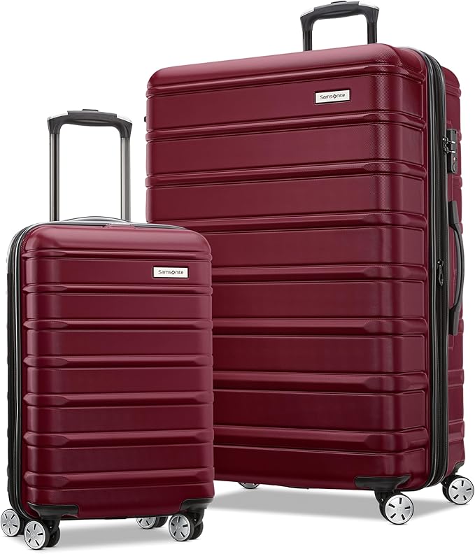 Samsonite Omni 2 Hardside 2 Piece Set - Includes Global Carry-On & Large Checked Suitcases - 360° Dual Spinner Wheels - Integrated TSA Lock & Expansion - Amazon Exclusive - Merlot