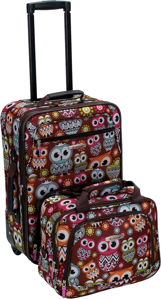 Rockland Fashion Softside Upright Luggage Set, Expandable, Owl, 2-Piece (14/19)
