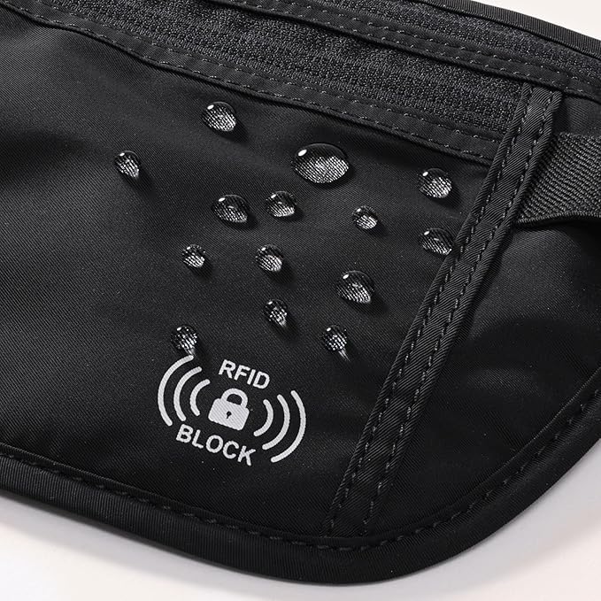 Pander RFID Blocking Travel Money Belt – Hidden Waist Pouch for Passport, Cash, Cards, Slim Belt Bag for Men and Women,