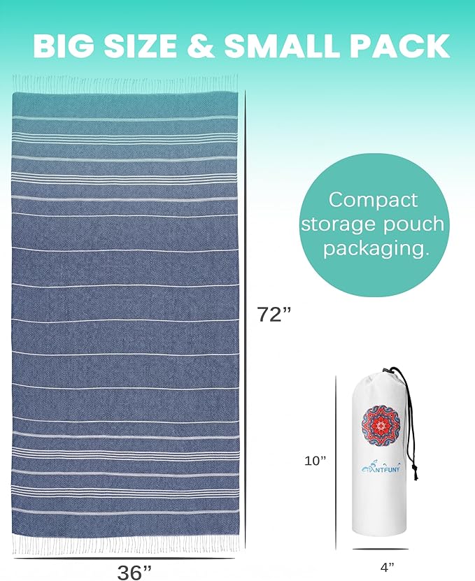 Antfuny 6 Packs Turkish Beach Towels Yoga Blanket Gym Workout Towel Mens Birthday Gift Ideas for Father Day Dad Husband Brother Uncle Son Daughter Boyfriend Male Boss Grandpa Him Appreciation Navy