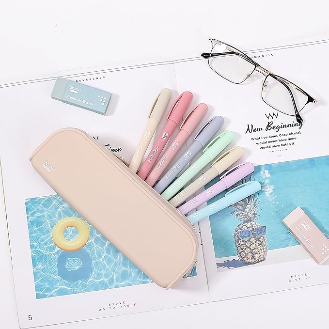 Mr. Pen- Silicone Pencil Case, Malibu Dune Color, Aesthetic Pencil Bag for Women, Makeup Pouch