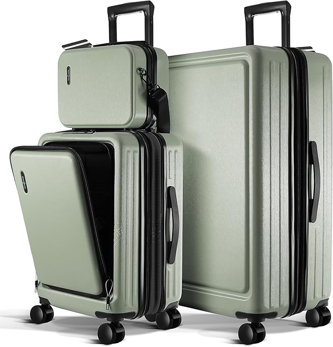 Luggage Sets 3 Piece, 20 Inch Carry on Luggage and 28 Inch Suitcases with Wheels Spinner, Durable Hard Shell Suitcase Set, Expandable Travel Suitcase, Sage Green