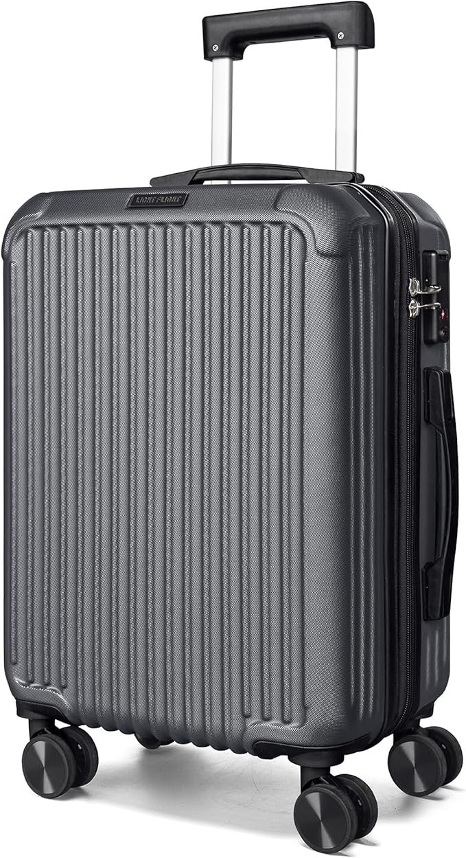 LIGHT FLIGHT Carry On Luggage 22x14x9 Airline Approved, Durable Hard Shell Carry On Suitcases with Wheels, Expandable Hardside Lightweight Travel Luggage with TSA Lock 20 Inch Carry on, Glacier Gray