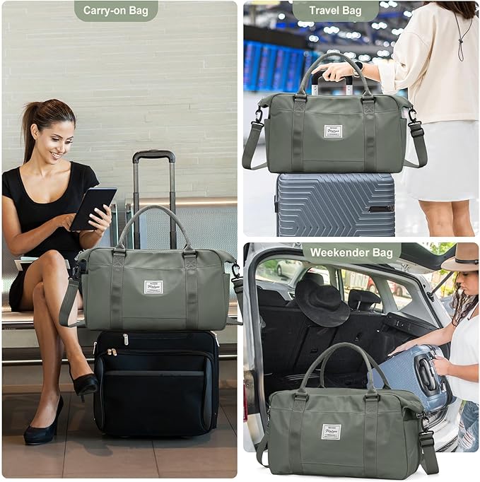 HYC00 Travel Duffel Bag,Carry-on Overnight Weekender Bags for Women,Sports Tote Gym Bag with Wet Pocket