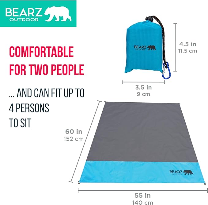 Pocket Blanket - Beach Blanket Waterproof Sandproof, Picnic Blankets Waterproof Foldable, Lightweight & Compact for Hiking, Camping, Travel, Festival Accessories