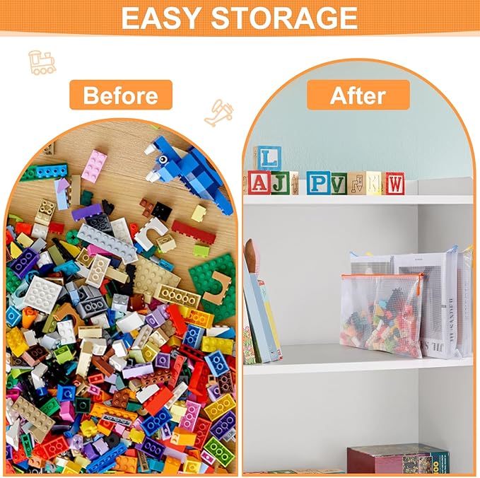 20PCS Mesh Zipper Pouch Bags,File Bags,Toy Storage Bags,Clear Organizer Bags,Suitable for Board Game,Home,School,and Office Organization(10A3+10A4)