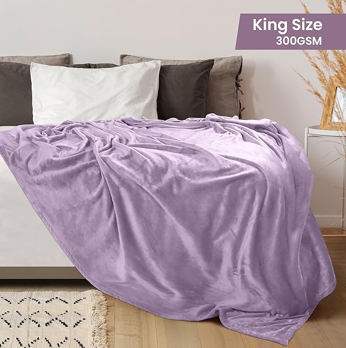 Utopia Bedding Fleece Blanket King Size Lilac 300GSM Luxury Fuzzy Soft Anti-Static Microfiber Bed Blanket (90x102 Inch)