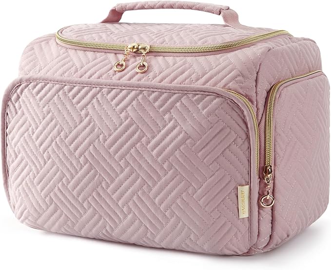 BAGSMART Travel Toiletry Bag for Women, Cosmetic Bag Makeup Bag Organizer with Handle, Travel Bag for Toiletries, Travel Accessories, Full Sized Container