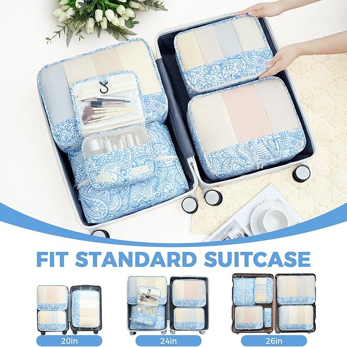 BAGAIL 9 Set Packing Cubes with Packing List Luggage Packing Organizers for Travel Accessories