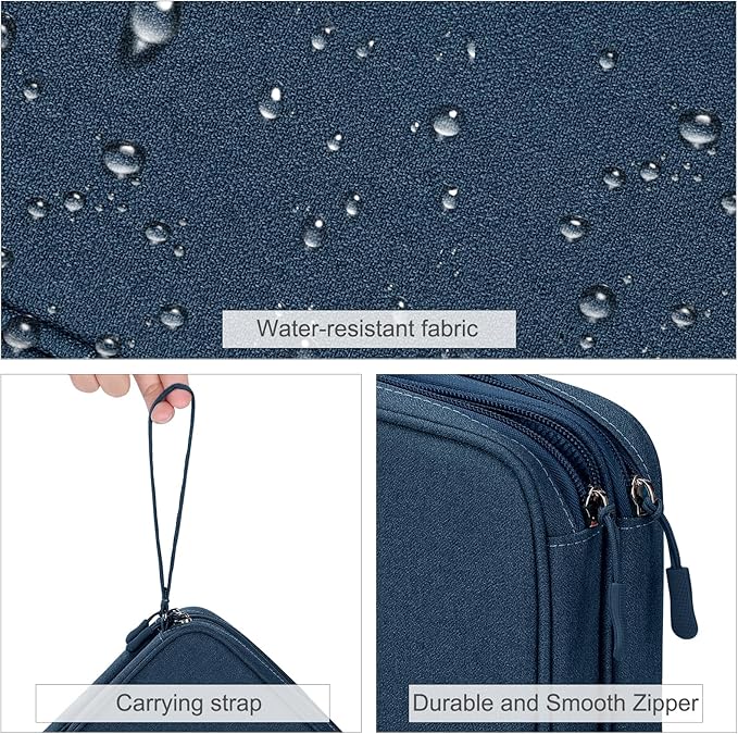 FYY Electronic Organizer, Extra Large Travel Cable Organizer Bag Pouch Portable Waterproof Double Layers All-in-One Storage Bag for iPad, Cable, Power Bank, Laptop Charger for Office/Home, Navy