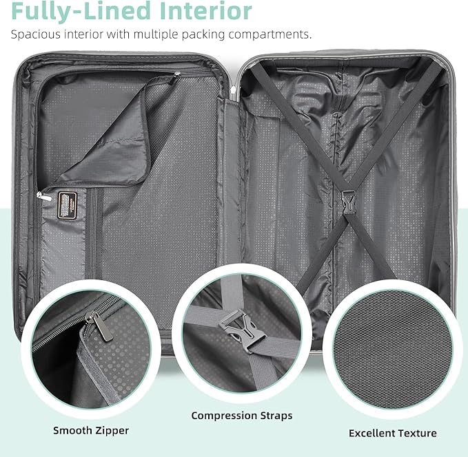 6 Piece Luggage Set Hard Shell - Mint Green Expandable Suitcases with Spinner Wheels and Duffel Bags for Family Travel, Durable Carry On Luggage Sets with Lock for Women and Men