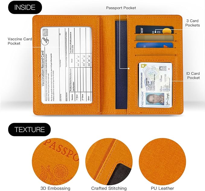 VIDIVICI 2Pack Passport Wallet, Travel Gifts, Travel Accessories - Yellow&Green