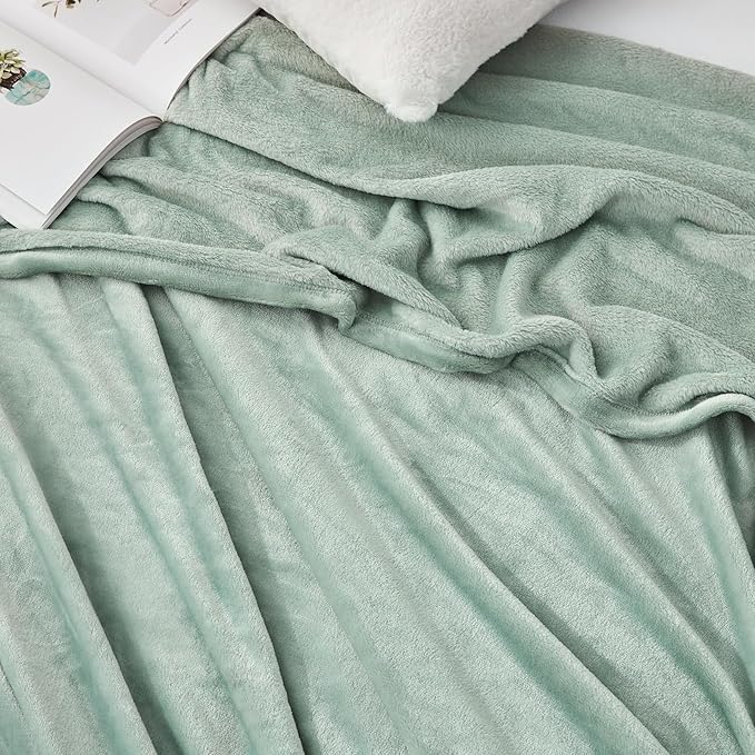 Hansleep Fleece Celadon Throw Blanket, Super Soft Flannel Fuzzy Plush Cozy Blanket for All Seasons, Celadon, Throw 50x60 Inches