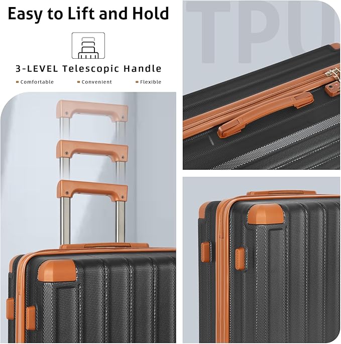 Luggage Sets 5 Piece，Suitcase with Spinner Wheels，ABS Hard Case Luggage，with TSA Lock Durable Travel Luggage，large capacity carry on luggage (20/24/28inch)