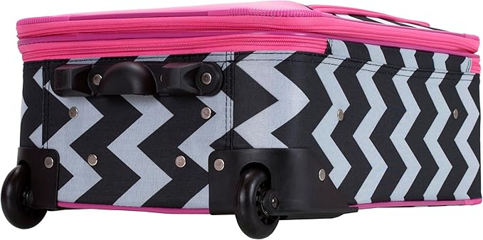 Rockland Fashion Softside Upright Luggage Set, Expandable, Pink Chevron, 2-Piece (14/19)
