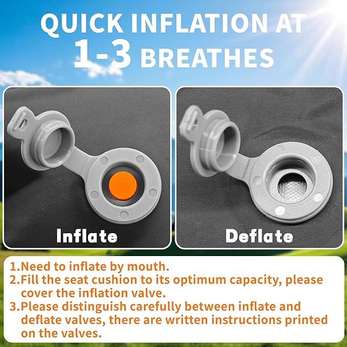 Inflatable Seat Cushion, Lightweight Camping Air Sitting Pad with Repair Cloths, Waterproof Air Cushion, Portable Air Seat Cushion for Climbing Hiking Office Airplane Car Stadium Seat