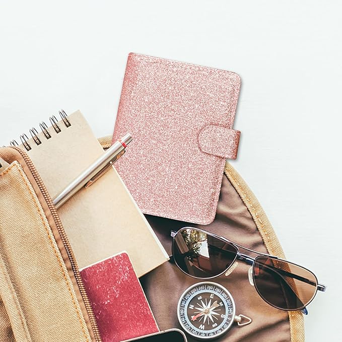 ACdream Unisex Faux Leather Passport and Vaccine Card Holder, Glitter Rose, RFID Blocking, 20 x 3.5 x 2.5 in