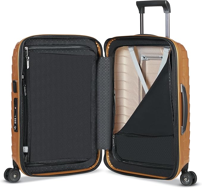 Samsonite Proxis Global Carry-On Hardside Luggage with Dual Spinner Wheels, Airline Approved - Innovative Roxkin™ Lightweight Shell With Ultimate Durability- TSA Lock, Telescopic Handle - Honey Gold