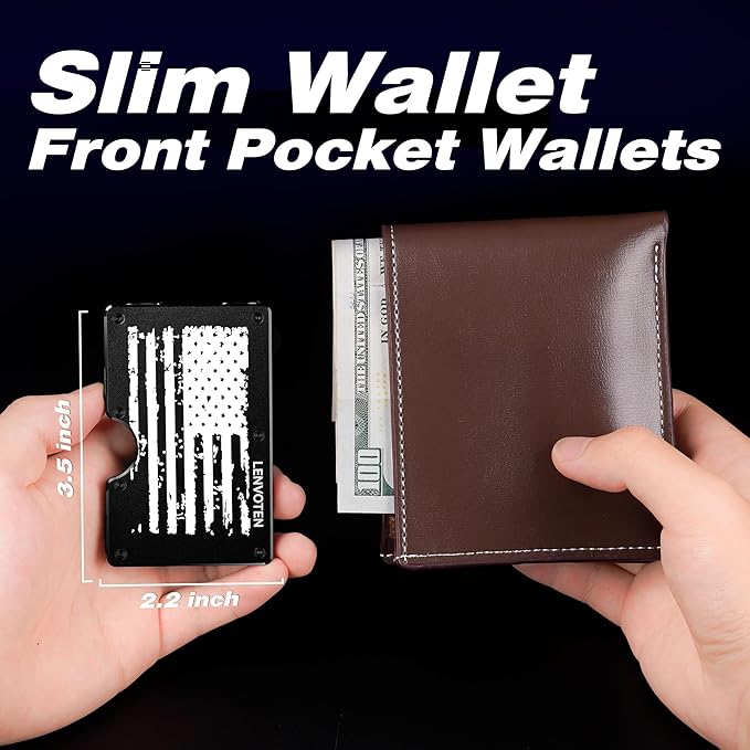 Lenvoten Upgraded Hinged Minimalist Wallet for Men | Slim Metal RFID Blocking Wallet | Credit Card Holder & Money Clip Holds 20 Cards | Premium Scratch-Resistant Finish | Ideal Gift for Men
