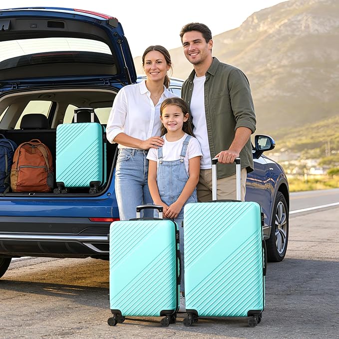 Luggage Sets 3 Piece, ABS Hardside Suitcase Set (20/24/28) with Spinner Wheels, TSA Security Lock, Airline-Approved Carry-On & Lightweight Large Checked Luggage for Business, Travel, Family Vacations
