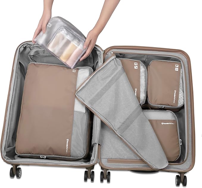 Traveler's Choice Cloverland Packing Cubes, 5-Piece Set, Light Beige