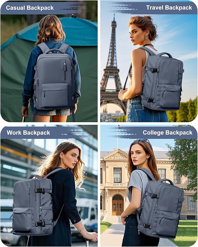 VGCUB Carry on Travel Backpack for Women Men Large Laptop Gym Work Frontier Airlines Personal Item Bag Business Airport Lightweight Backpack Flight Approved Mochilas de Viaje Grey Blue