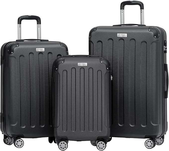 3 Piece ABS Luggage Set – Lightweight Suitcases with Spinner Wheels – 3 Different Sizes – TSA Lock – Hard Shell Travel Luggage for Men & Women