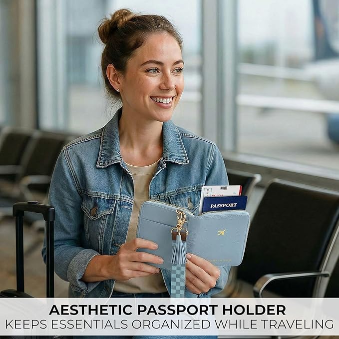 Beautiful Passport Holder for Travel with Wristlet Strap - All-in-One Wallet for Women with Card Slots and Tassel Keychain - Perfect RFID Blocking Case to Keep Your Travel Documents Organized & Safe