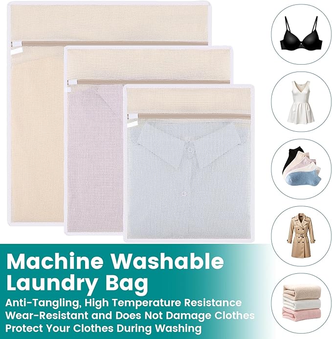 4Pcs Durable Cotton Mesh Laundry Bags for Delicates, 20×24inch Large Breathable Laundry Mesh Wash Bags with Sturdy Zipper for Delicates, Clothes, Pants, Underwear, Bra, Socks (XL)