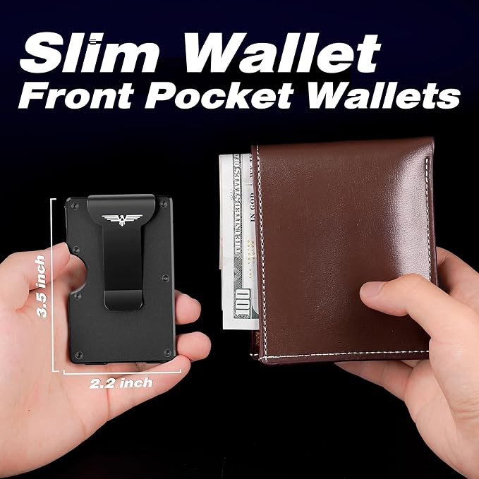 Lenvoten Upgraded Hinged Minimalist Wallet for Men | Slim Metal RFID Blocking Wallet | Credit Card Holder & Money Clip Holds 20 Cards | Premium Scratch-Resistant Finish | Ideal Gift for Men