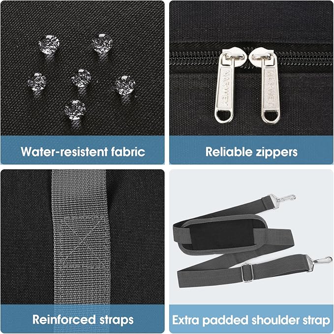For Spirit Airlines Personal Item Bag 18x14x8 Foldable Travel Duffel Bag Tote Duffle Carry on Luggage for Women and Men 30L(Black (With Shoulder Strap))