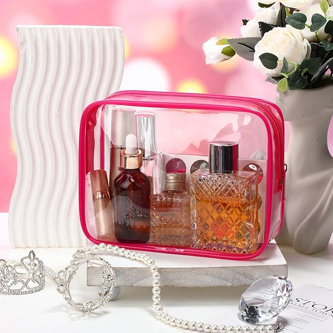 Weewooday 12 Pieces Clear Makeup Bags Cosmetic Storage Bags PVC Zipper Pouches Travel Waterproof Makeup Plastic Case for Women Organizing Toiletries Traveling Bathroom