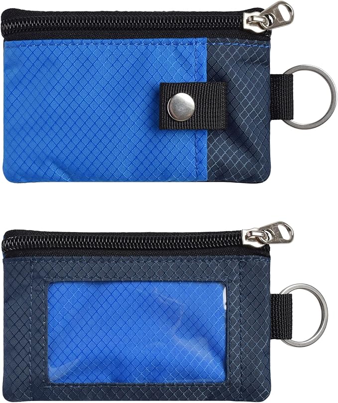 CHENSPRX Minimalist RFID Blocking Small Wallet with ID Window,WaterResistant Zip Id Case Wallet with Lanyard Keychain for Cards,Cash,Travel,Women,Men
