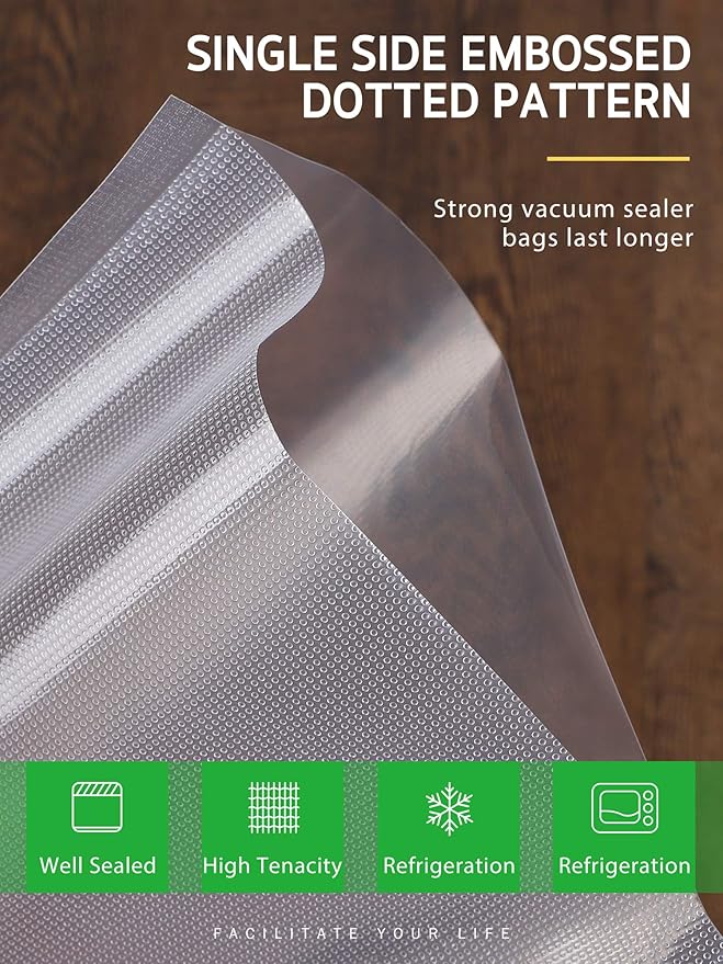 Syntus Vacuum Sealer Bags, 2 Pack 1 Roll 11" x 20' and 1 Roll 8" x 20' Commercial Grade Bag Rolls, Food Vac Bags for Storage, Meal Prep or Sous Vide
