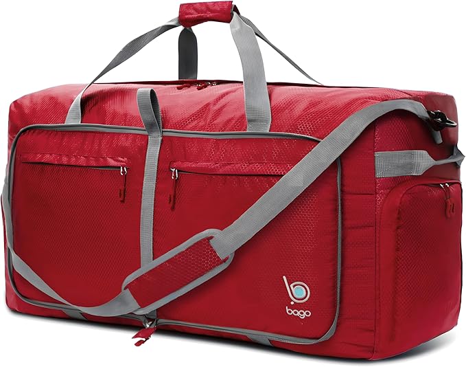 Bago Extra Large Duffle Bag for Travel Women & Men. Durable, Lightweight, Foldable Travel Duffel Bags For Traveling Women. 140L Duffle Bags Use As a Weekender Bag with Shoe Compartment, Checked Duffel