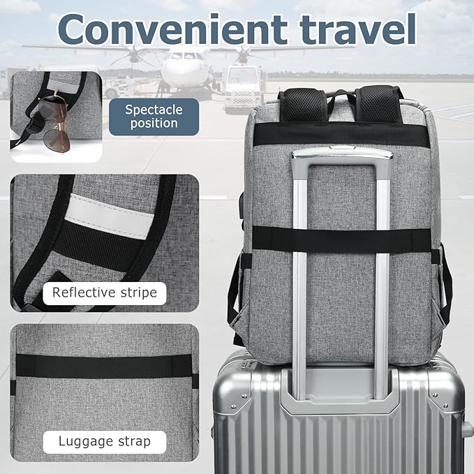 YALUNDISI Vintage Backpack Travel Laptop Backpack with usb Charging Port for Women & Men College Backpack Fits 15.6 Inch Laptop Grey Brown