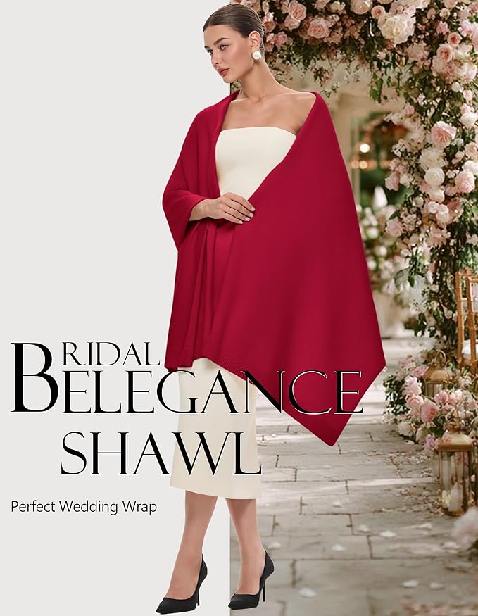 PULI Women's Pashmina Shawl Wraps for Evening Dress Large Scarf Blanket Long Wedding Bridal Winter Warm Shoulder Wrap