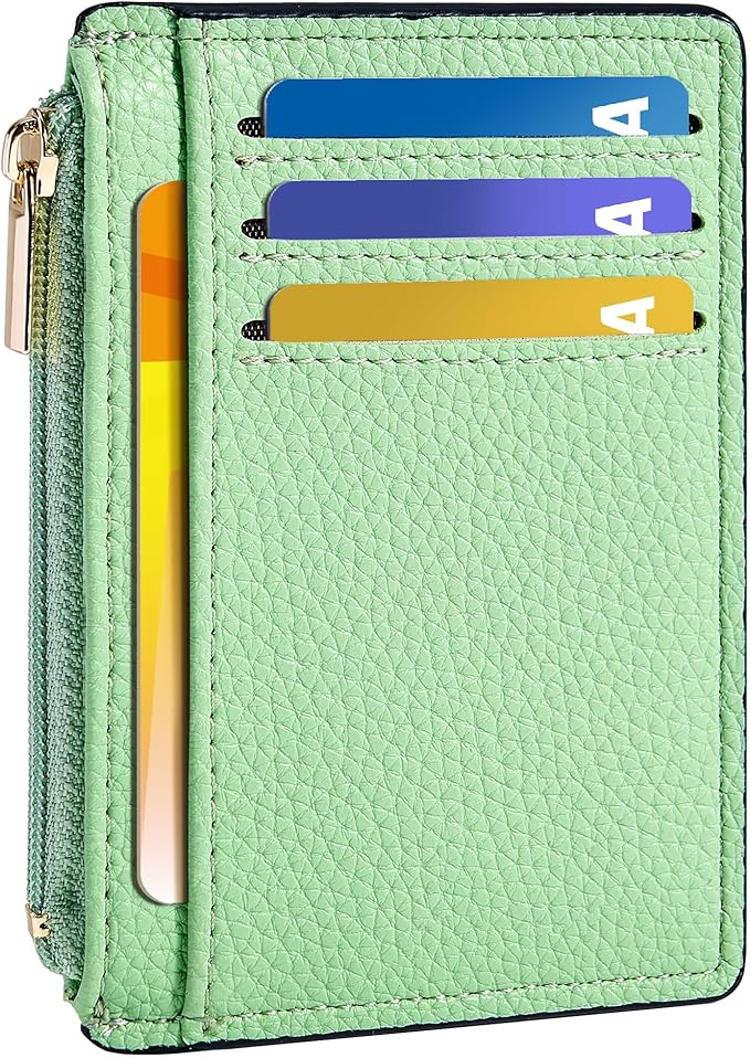 Tipmile Credit Card Holder for Women Slim Minimalist Front Pocket RFID Blocking Wallet Small Compact Card Case with ID Window, Grass Green