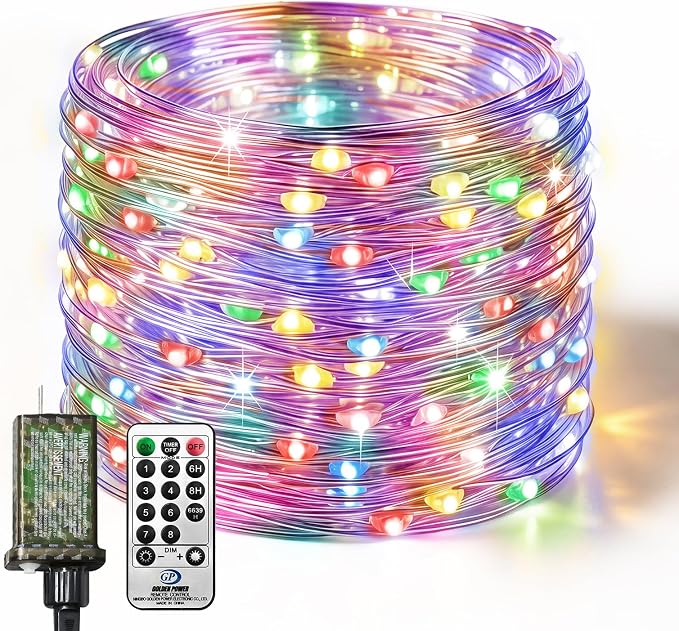 btfarm Fairy Lights Plug in with Remote, 33FT 100 LED Twinkle Lights | Dimmable & Timer, 8 Modes String Lights, IP65 Waterproof for Bedroom Garden Christmas Decorations Indoor Outdoor, Multicolor