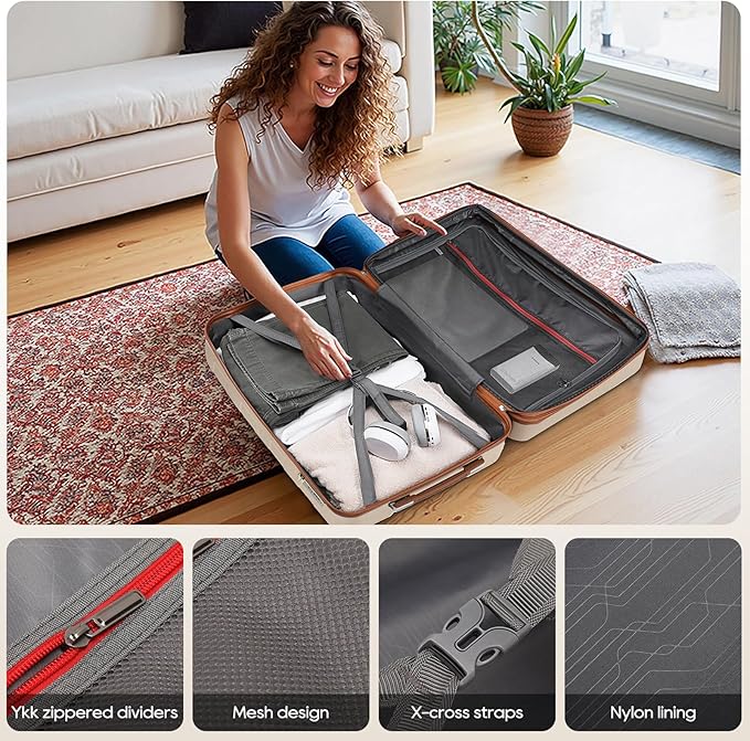 imiomo Carry on Luggage 22x14x9 Airline Approved, Hardside 20 Inch Carry-on Suitcases with Spinner Wheels, Lightweight Travel Luggage Sets with TSA Lock