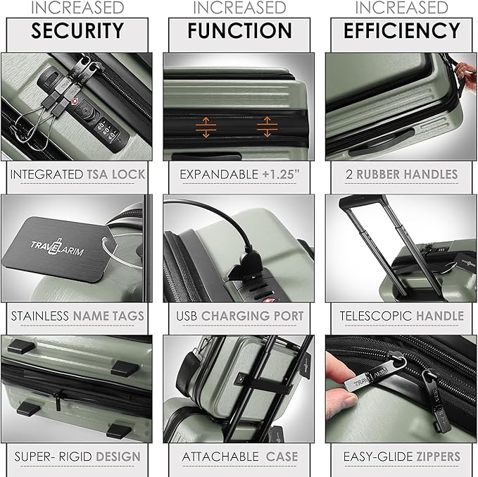 Hard Shell Luggage Sets with Spinner Wheels 4 Piece, Expandable Large Suitcases with TSA Lock, Travel Large Suitcase Set, Sage Green Luggage Set