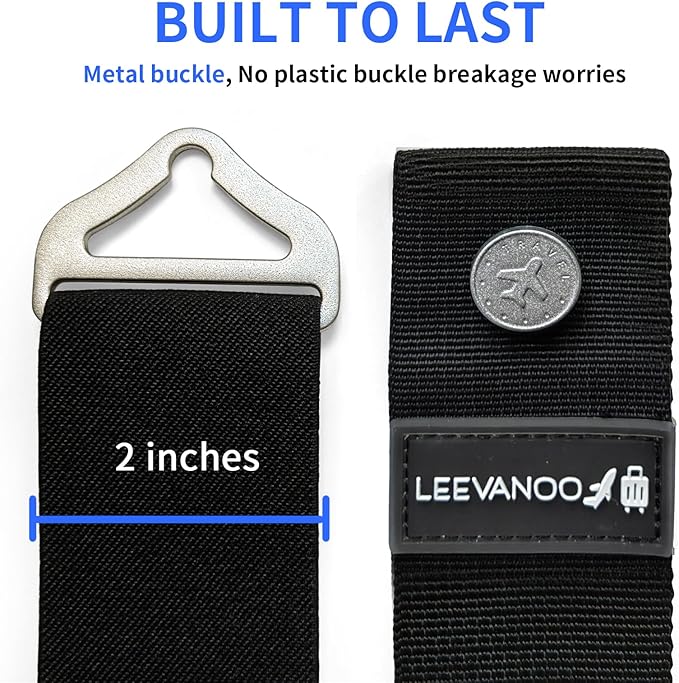 Luggage Straps for Suitcases Add a Bag Luggage Strap, 2-in-1 Travel Belt for Luggage Straps Travel Belt Over Handle for Carry On Bag Adjustable Suitcase Belts, Airport Travel Accessories Black