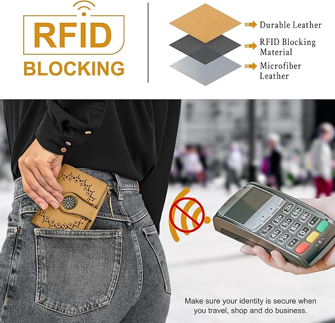 Tipmile Small Wallet for Women Bifold RFID Blocking Card Holder Leather Wallets with Zipper Coin Pocket
